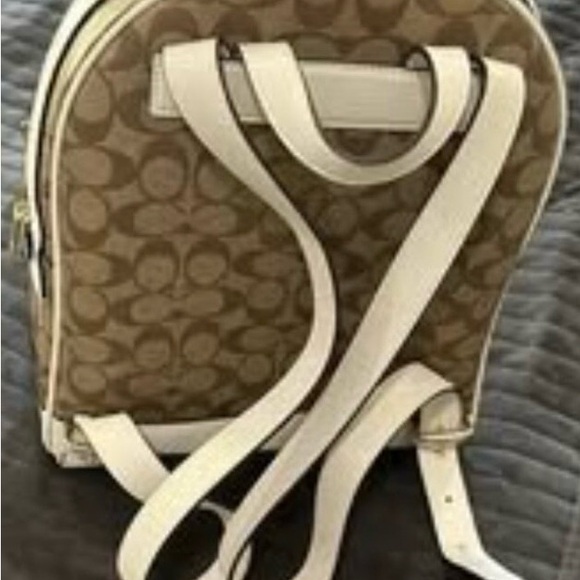 Authentic Coach Large Tan and Cream Signature Backpack main image 4